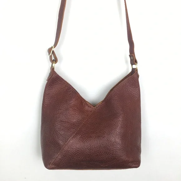 Portland Leather Goods Naomi Shoulder Bag Nutmeg Brown Pebbled Leather Crossbody